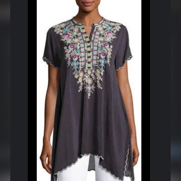 Johnny was and bordered tunic blouse - Picture 1 of 3